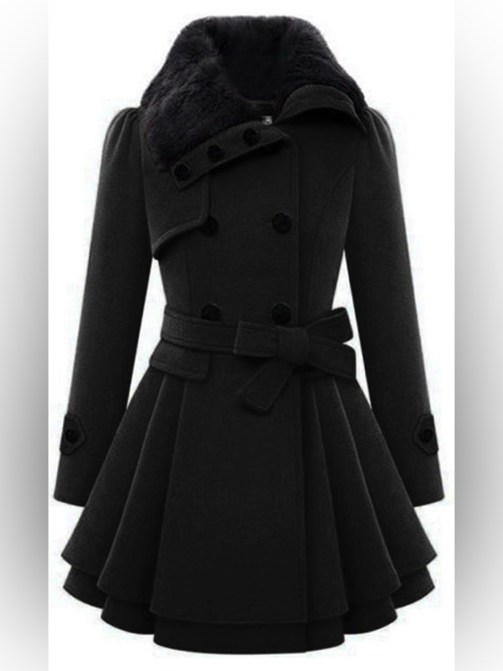 Zeagoo Women's Fashion Faux Fur Lapel Double-Breasted